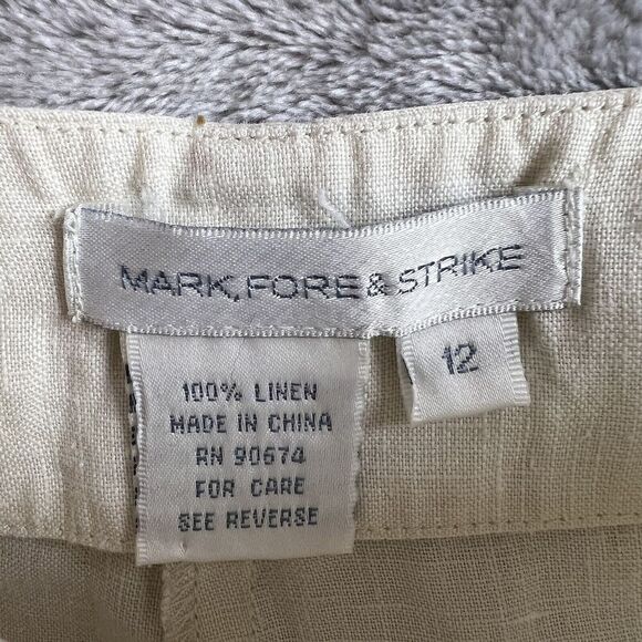Mark, Fore & Strike Linen Pants Women's 12 Cream Embroidered Hems Floral Spring - Picture 7 of 16